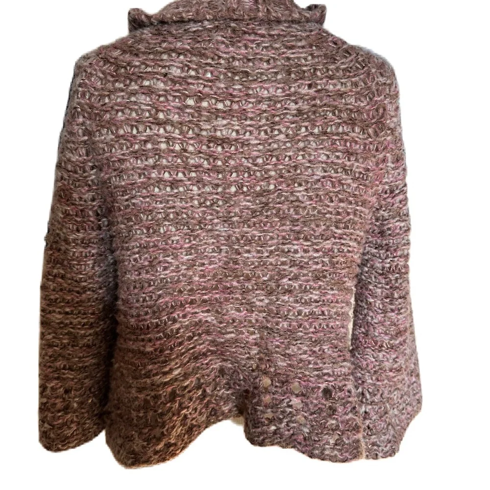 Free People Sweater Cardigan Raspberry and Brown. Size Small
